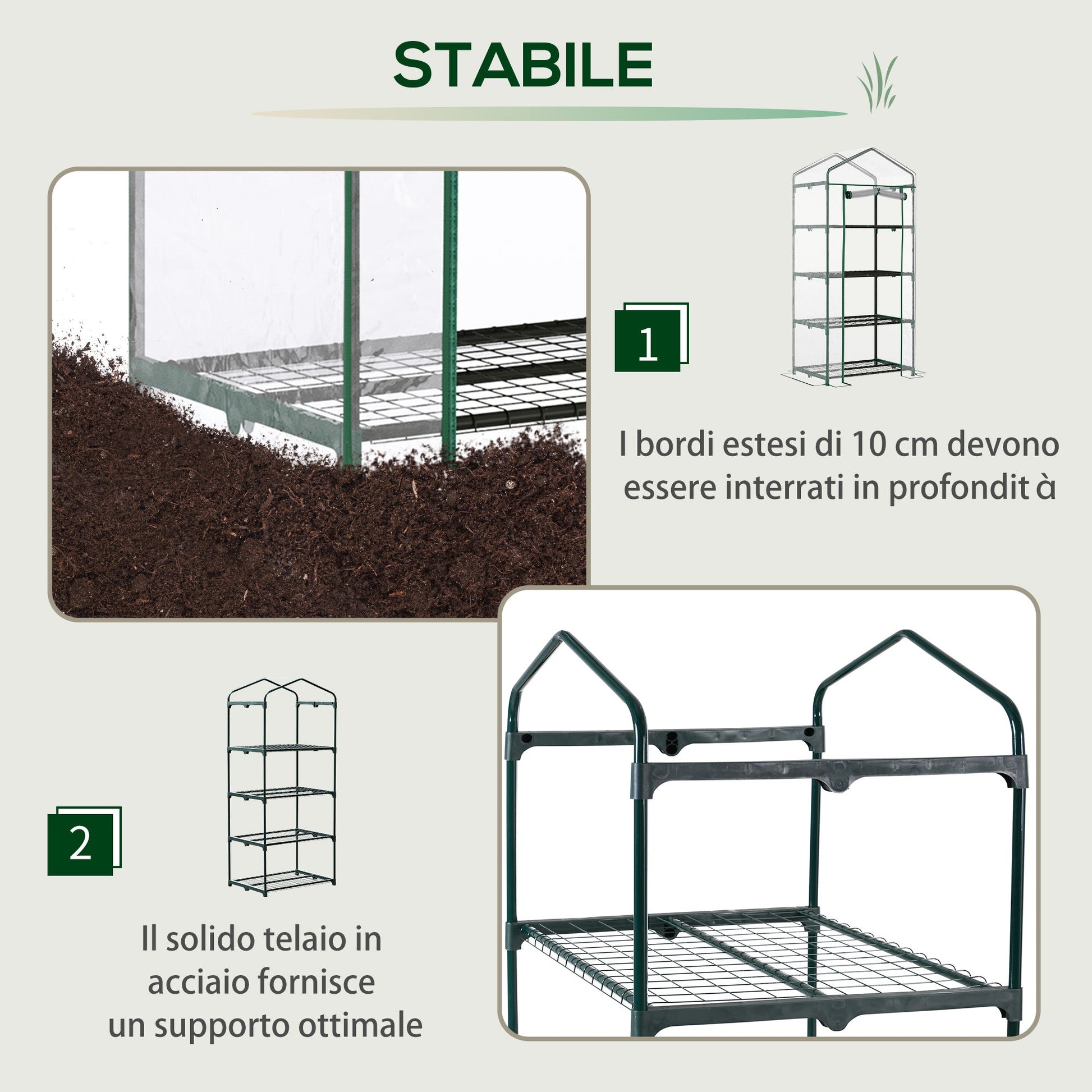 Outsunny Compact Balcony Greenhouse with 4 Shelves and Transparent PVC Cover, 70x50x160cm - Borgè