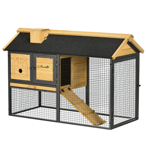 PAWHUT Outdoor bun with 2 levels in fir and steel wood with removable tray, 120x55.5x80 cm - Borgè