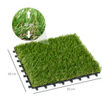 Outsunny garden tiles with synthetic grass 30x30cm 10 pieces, artificial lawn density 6500, green - Borgè