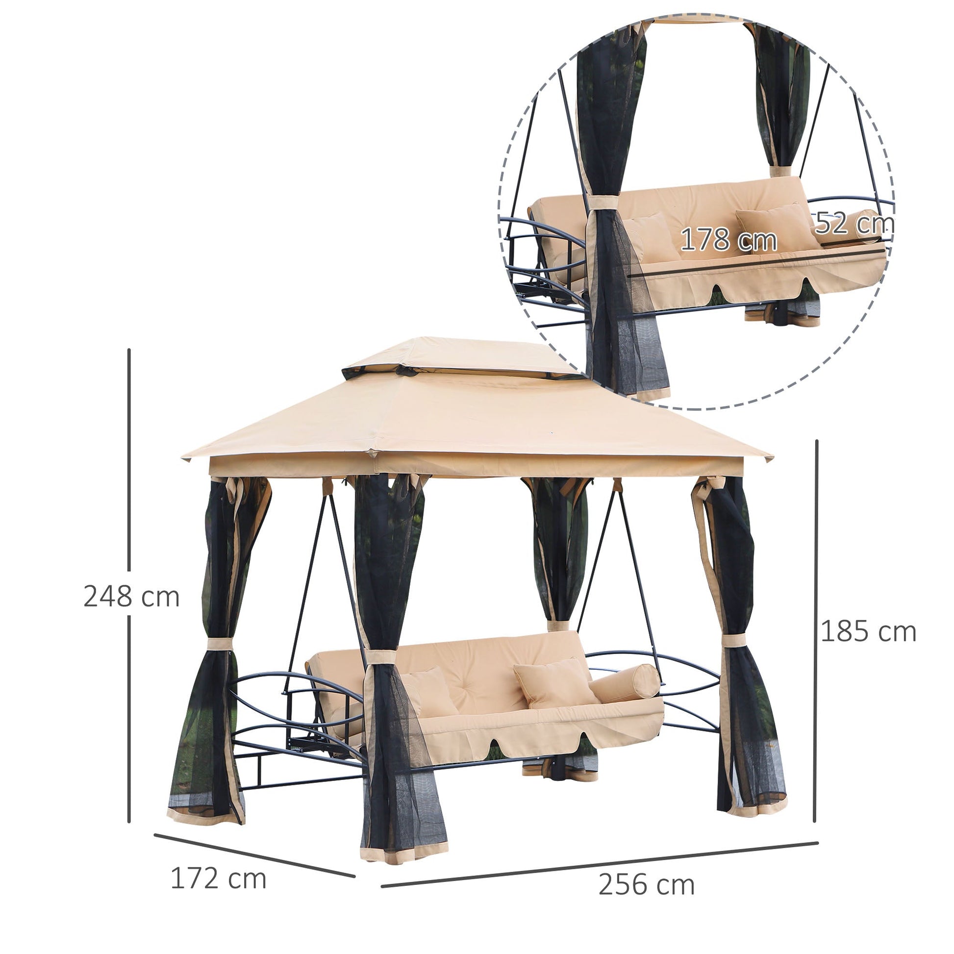 SEATTLE | 3 Seater Garden Swinger / Rocking Chair / Bed - Borgè