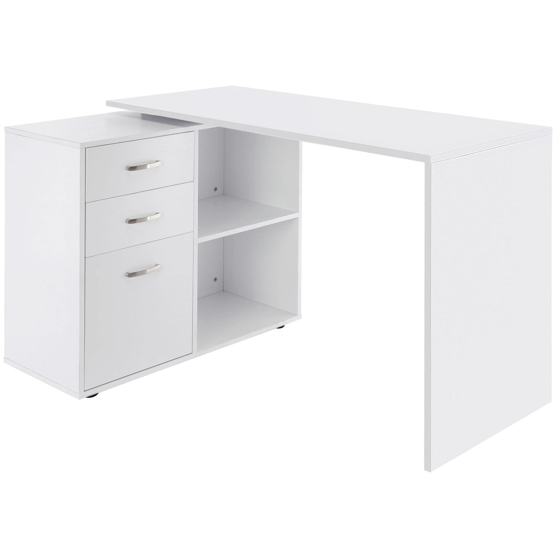 White Corner Desk for Office or Study Room with white chest of drawers - Borgè