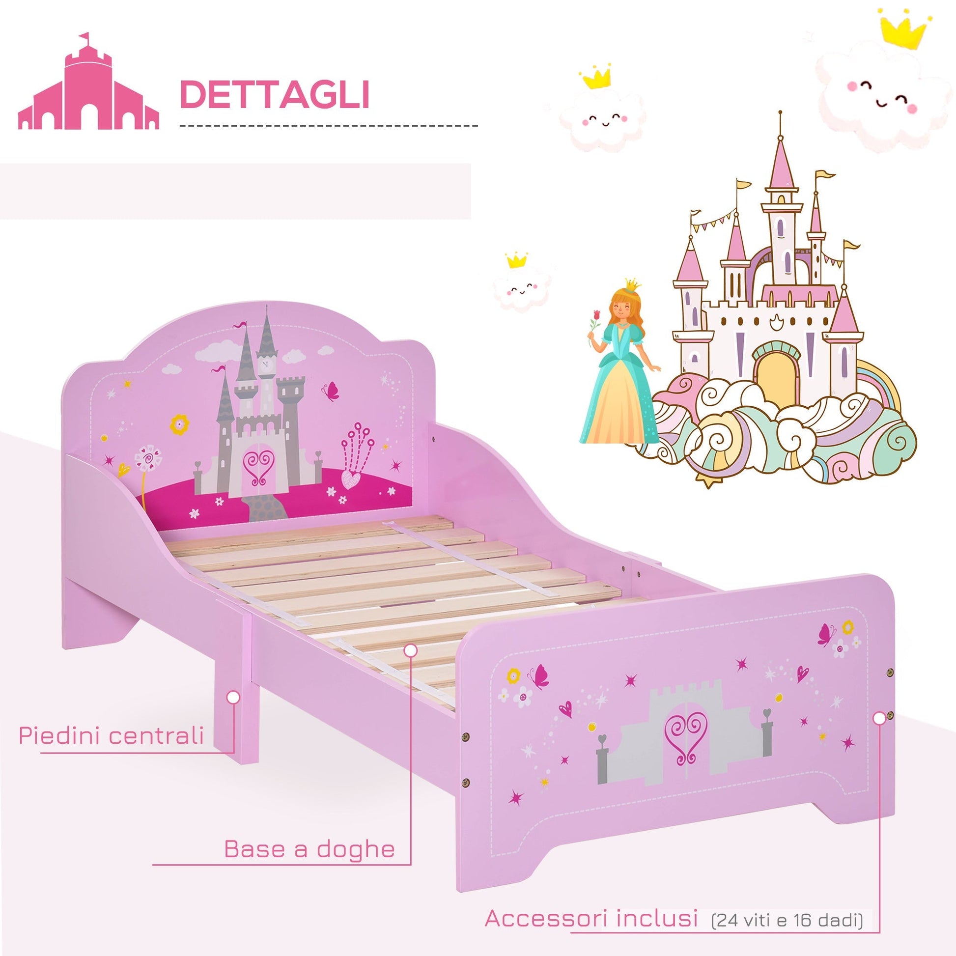 read for children for 3-6 years with wooden - pink safety sides - Borgè