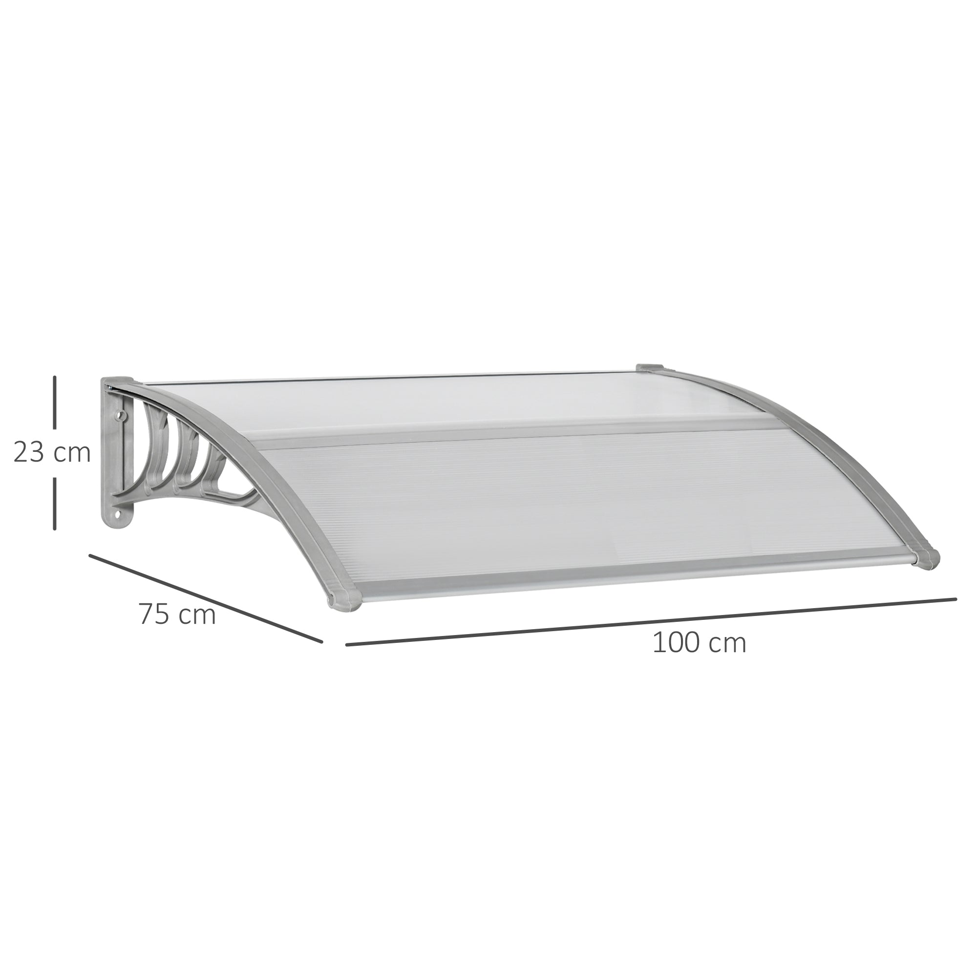 100x80cm Anti-UV Polycarbonate Outdoor Canopy for Doors and Windows - Borge' Group Limited