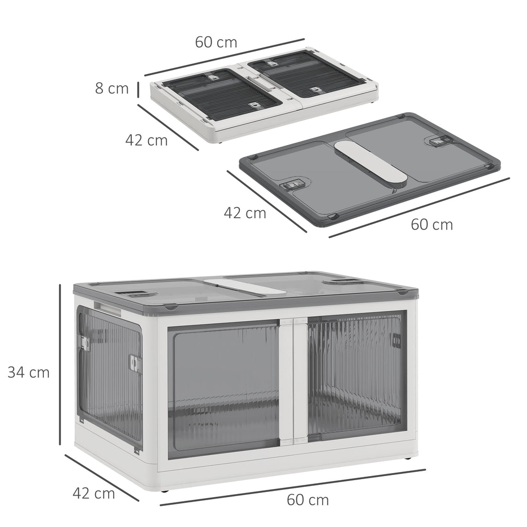 Homcom plastic container with stackable and folding lid from 69l, 5 openings and wheels, white - Borgè
