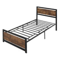 Single Wooden and Steel Storage Structure with industrial -style slats, 90x200cm - Borgè