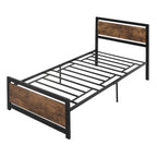 Single Wooden and Steel Storage Structure with industrial -style slats, 90x200cm - Borgè