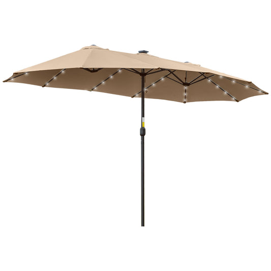 Double Garden Umbrella |  4.5m with 48 LED lights and Crank