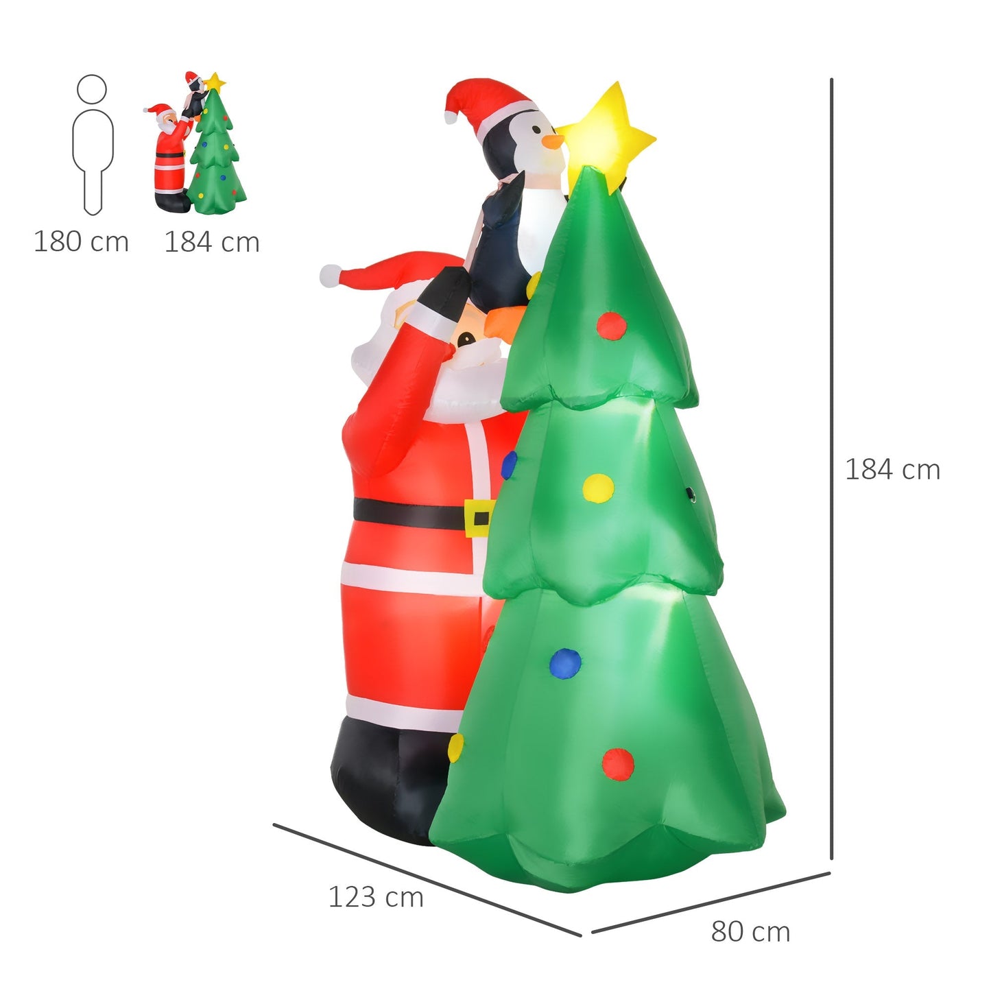 Inflatable Santa Claus with LED lights - Borgè