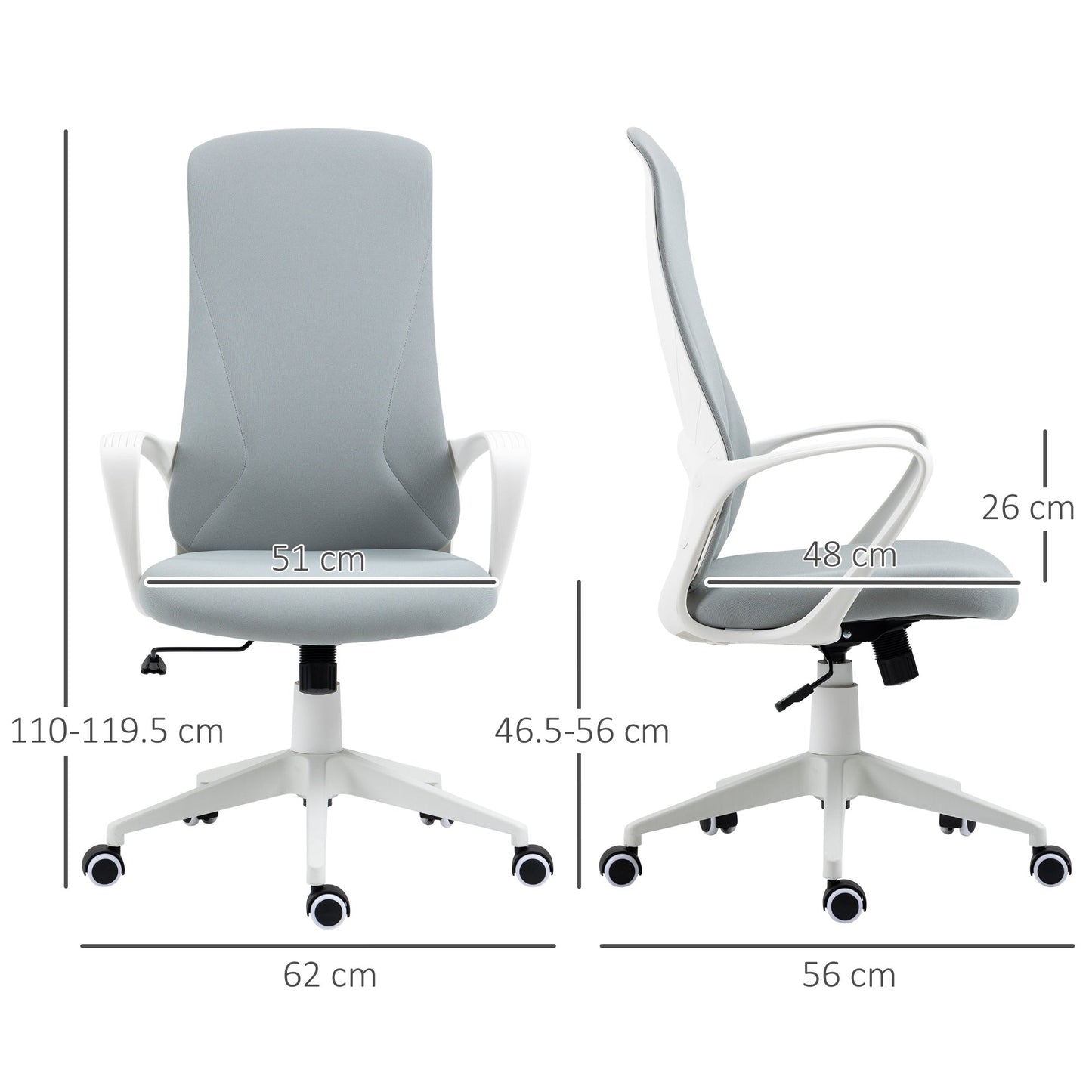 Ergonomic office chair winner with adjustable height and tilt function, 62x56x110-119.5 cm