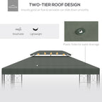 Outsunny coverage for gazebo 4x3 m at 2 levels in polyester with straps and 10 drainage holes, dark gray - Borgè