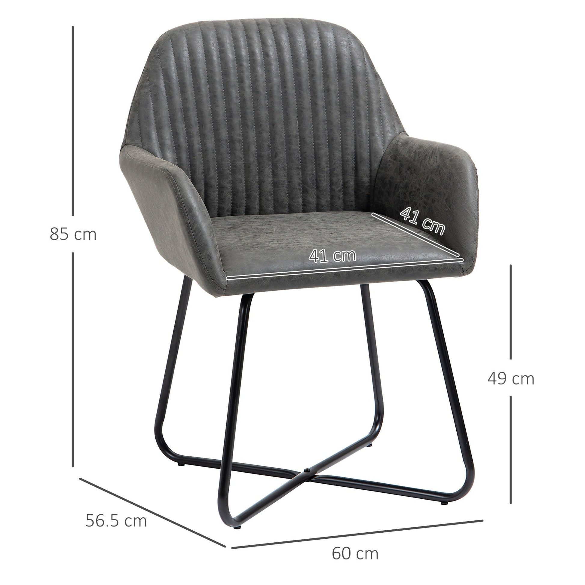 Set 2 Modern Chairs For Dining Room Kitchen or Starting Starting Padded in Similarpelle - Grey - Borgè