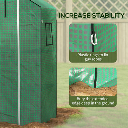 Outsunny PE Garden Greenhouse Cover with Hinged Door and Windows, 140x73x190cm, Green - Borgè