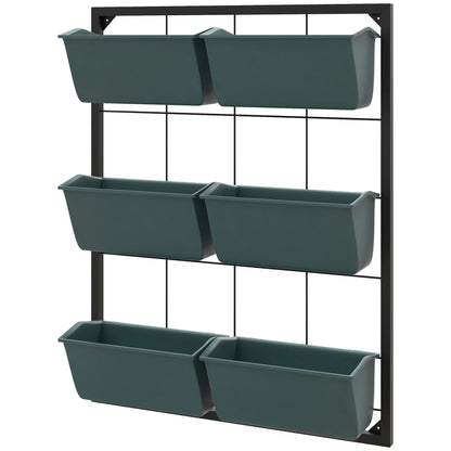 3 -level vertical garden outsunny with 6 steel and plastic vessels, 52x14x66cm, dark green - Borgè