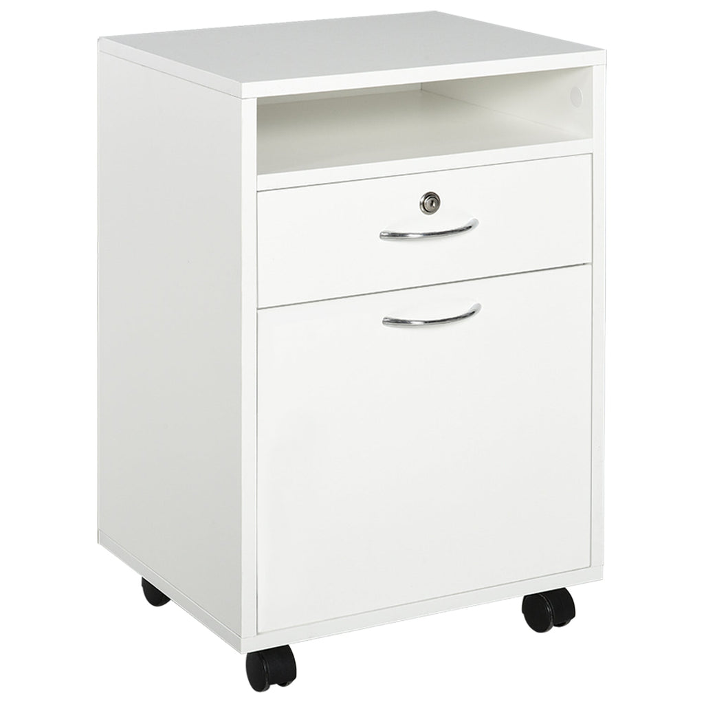 wooden office chest of office with 2 keys, drawer, locker and 4 wheels - Borgè