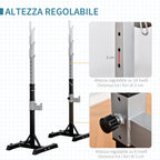 Set 2 Rack holder holder in steel, hooks with adjustable height, capacity 110kg, 55x57x105-170cm, black - Borge' Group Limited