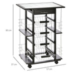 kitchen trolley with 4 removable baskets and 4 black side compartments - Borgè