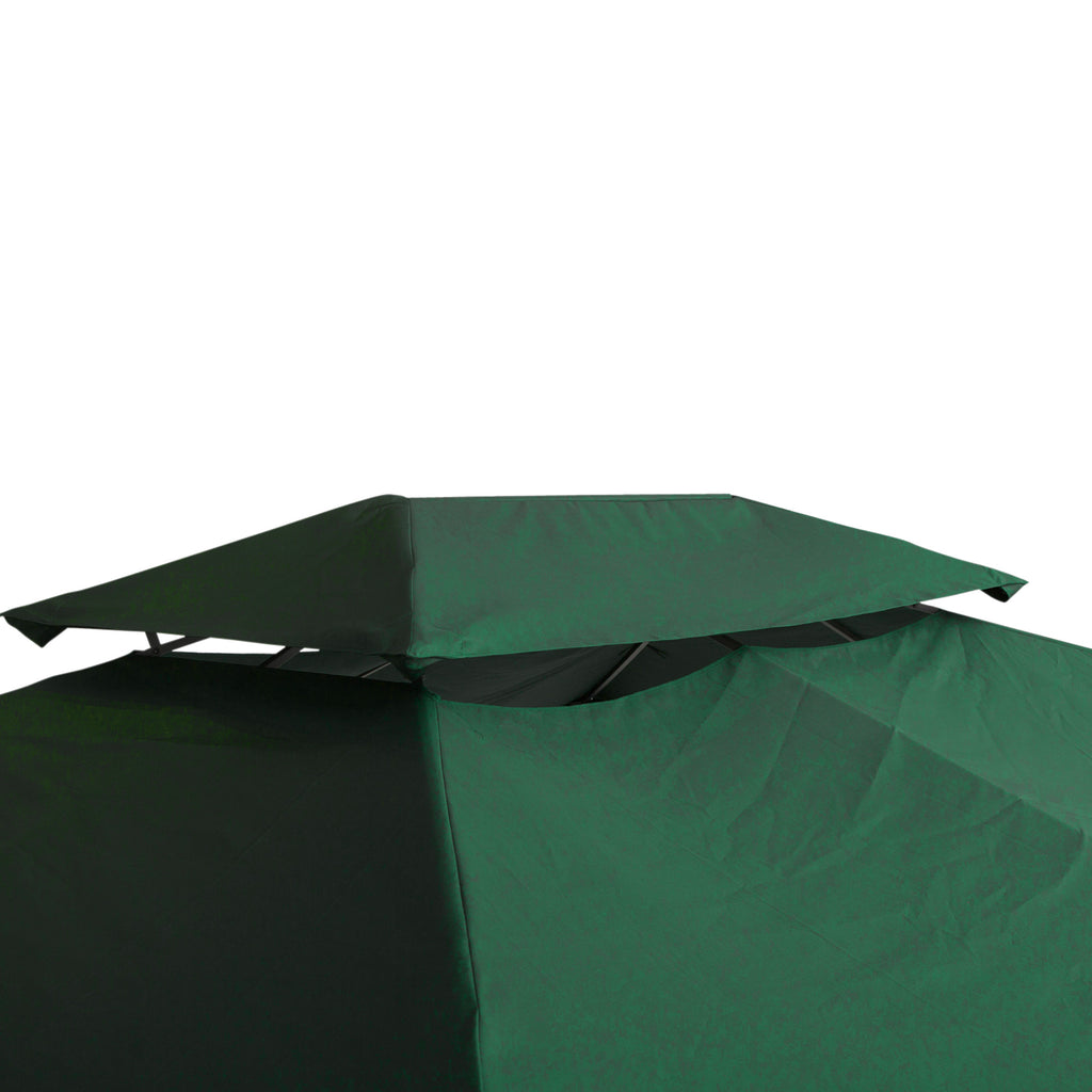 Outsunny coverage for gazebo 4x3 m at 2 levels in polyester with straps and 10 drainage holes, green - Borgè