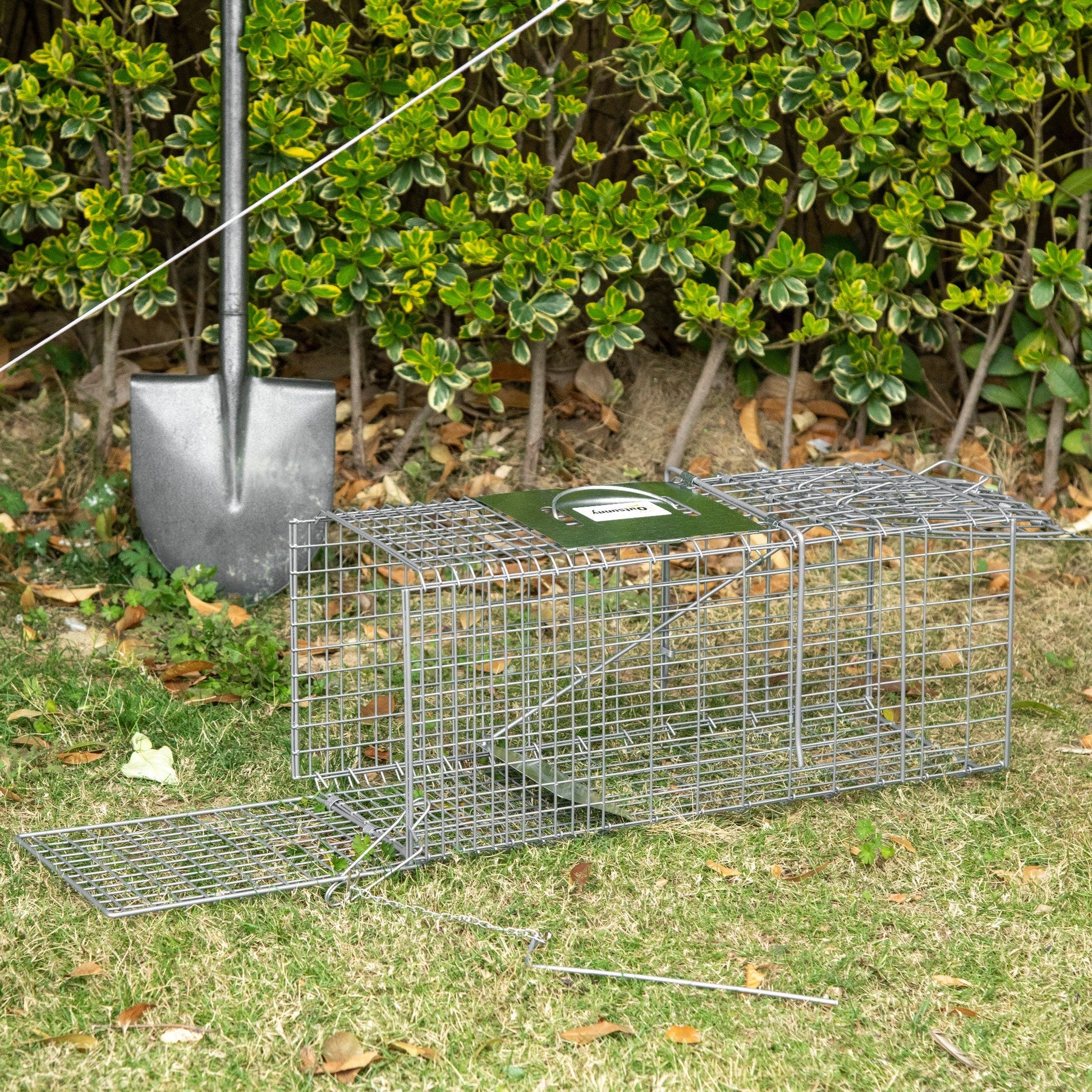 Outsunny cage trap for live animals folding steel, 66x24x30.5 cm, silver - Borgè