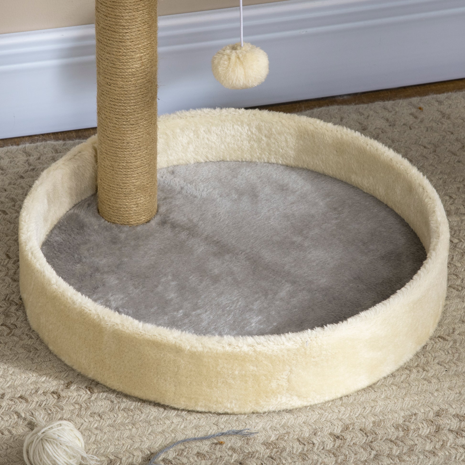 POPZ | Cat Tree for cats with Scratch Pole | 41x41x44 cm, grey and beige - Borgè