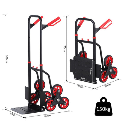 Durhand Trolley heavy loading lugs folding metal with 6 wheels for maximum loading stairs 150kg - Borgè