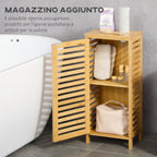 kleankin bamboo bathroom with adjustable internal shelf, 30x19.9x70 cm, wooden color - Borgè