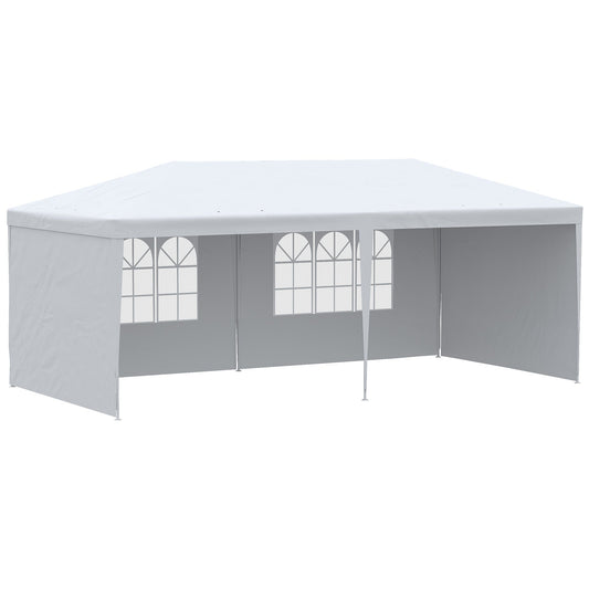 Outsunny folding garden tent for parties and events with removable panels, 5.83x2.95 m, white - Borgè