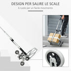 Durhand Trolley Folding Aluminum Folding Root with 6 wheels for Load 70kg - Borgè