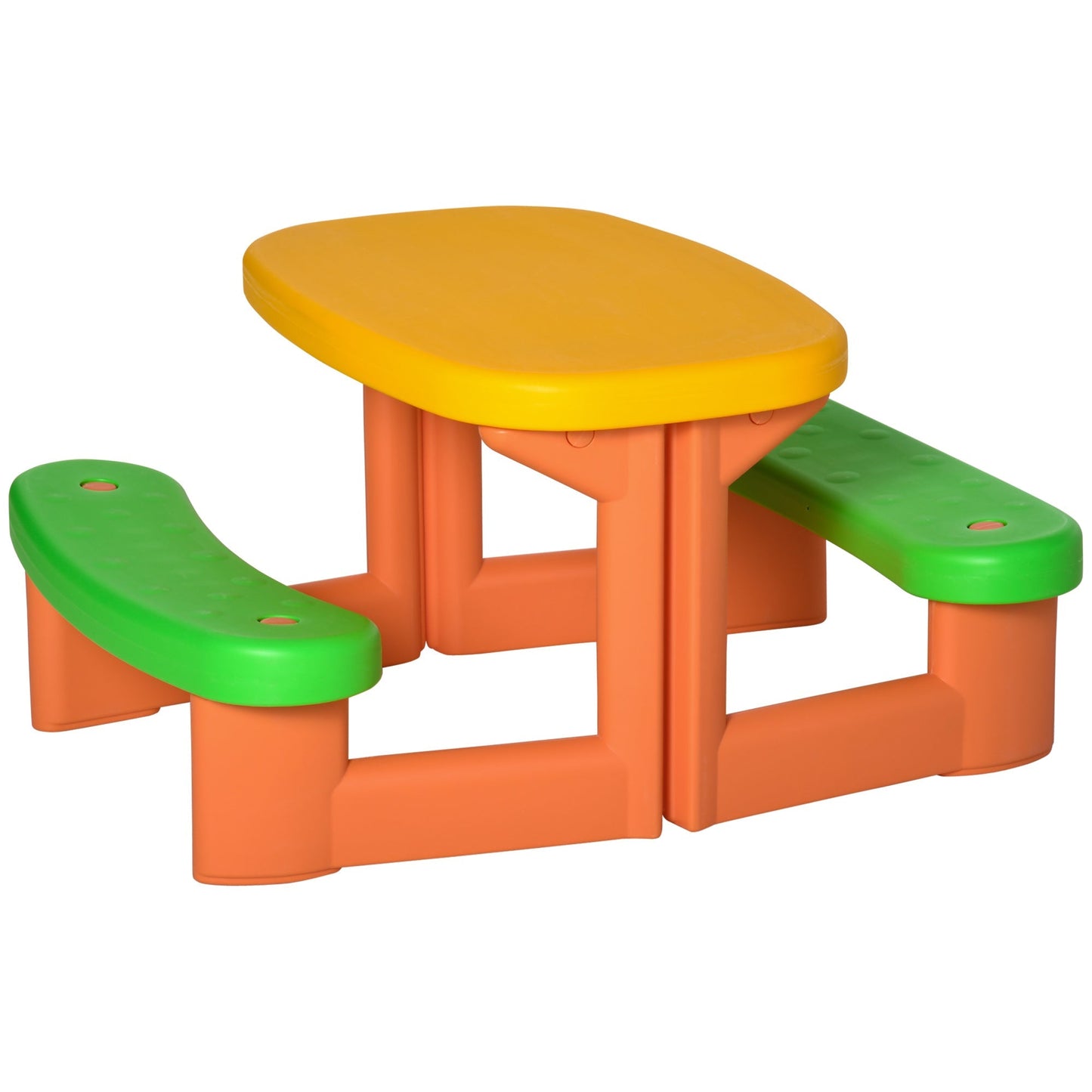 Outsunny picnic table for 2 3-6 year old children with 2 benches, for outdoor and interior, multicolor - Borgè