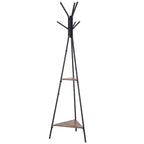 Homcom Tree Hamper with 2 black and brown metal and wood shelves - Borgè