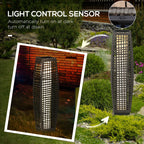 Outsunny Garden Solar Lamp with charging panel, in steel and rattan, 21x21x78 cm, black and gray - Borgè