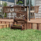 Outsunny Outdoor Fioriera at 2 levels with drainage and grilled holes, in fir wood, 42x49x80 cm, brown - Borgè