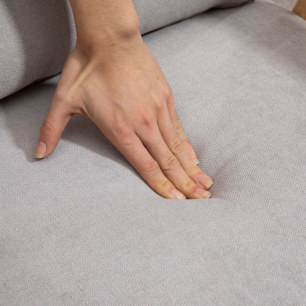 Modern armchair with velvety coating and wooden structure, 68x75x78cm, Grey - Borgè