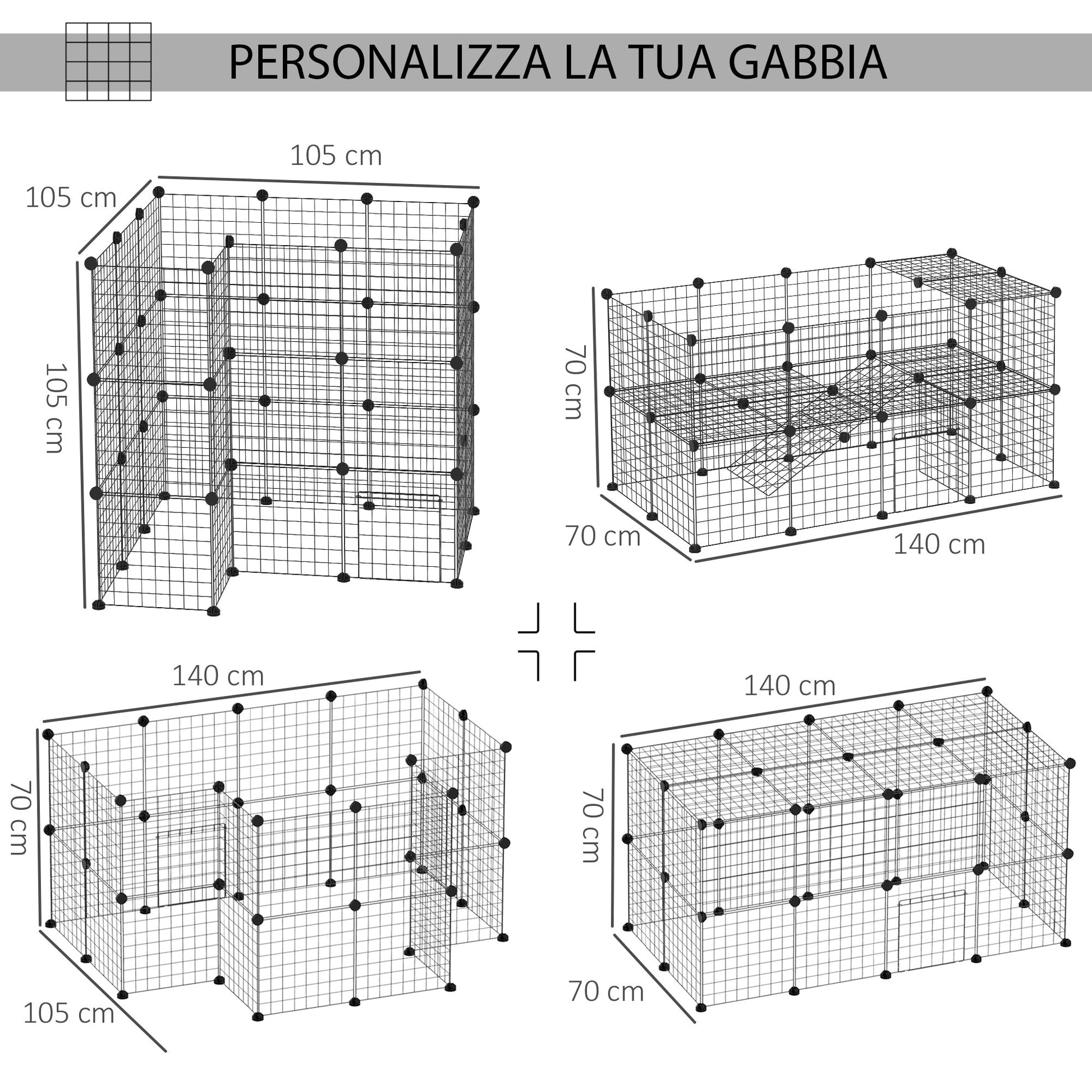 Pawhut metal fence for small pets with 36 metal panels to be mounted according to shape and configuration you prefer and with door - Borgè