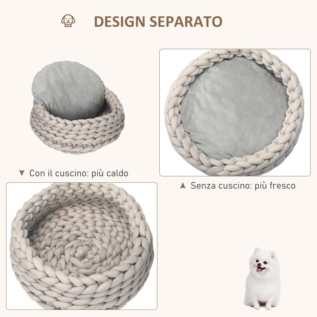 COZZY | Round Raised Washable Dog and Cat Bed in PP Cotton, Padded Cushion, Φ50x19cm, Grey - Borge' Group Limited