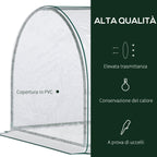 Oustunny Garden greenhouse with front zipper, steel and pvc doors, 250x100x80 cm - Borge' Group Limited