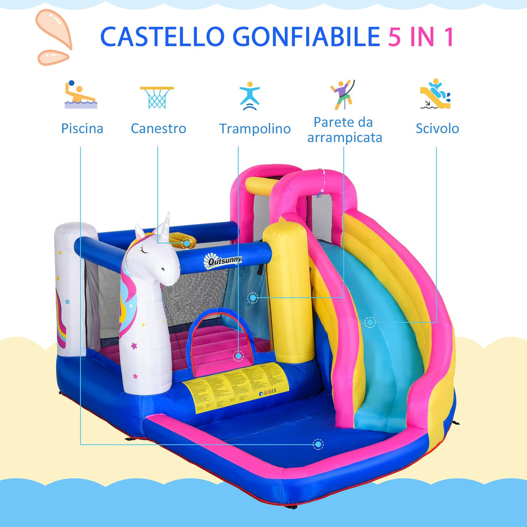 Inflatable Bouncy Castle for Kids with Slide, Pool and Basketball Hoop, Giant Inflatable Bouncy Game for 3 Children, 360x305x210 cm - Borge' Group Limited