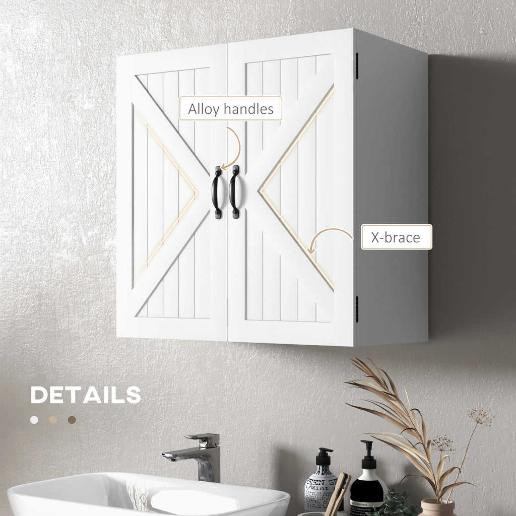 Kleankin Wooden Bathroom Wooden Bathroom Wooden Bathroom With Adjustable Bank, 60x30x60cm, White - Borgè