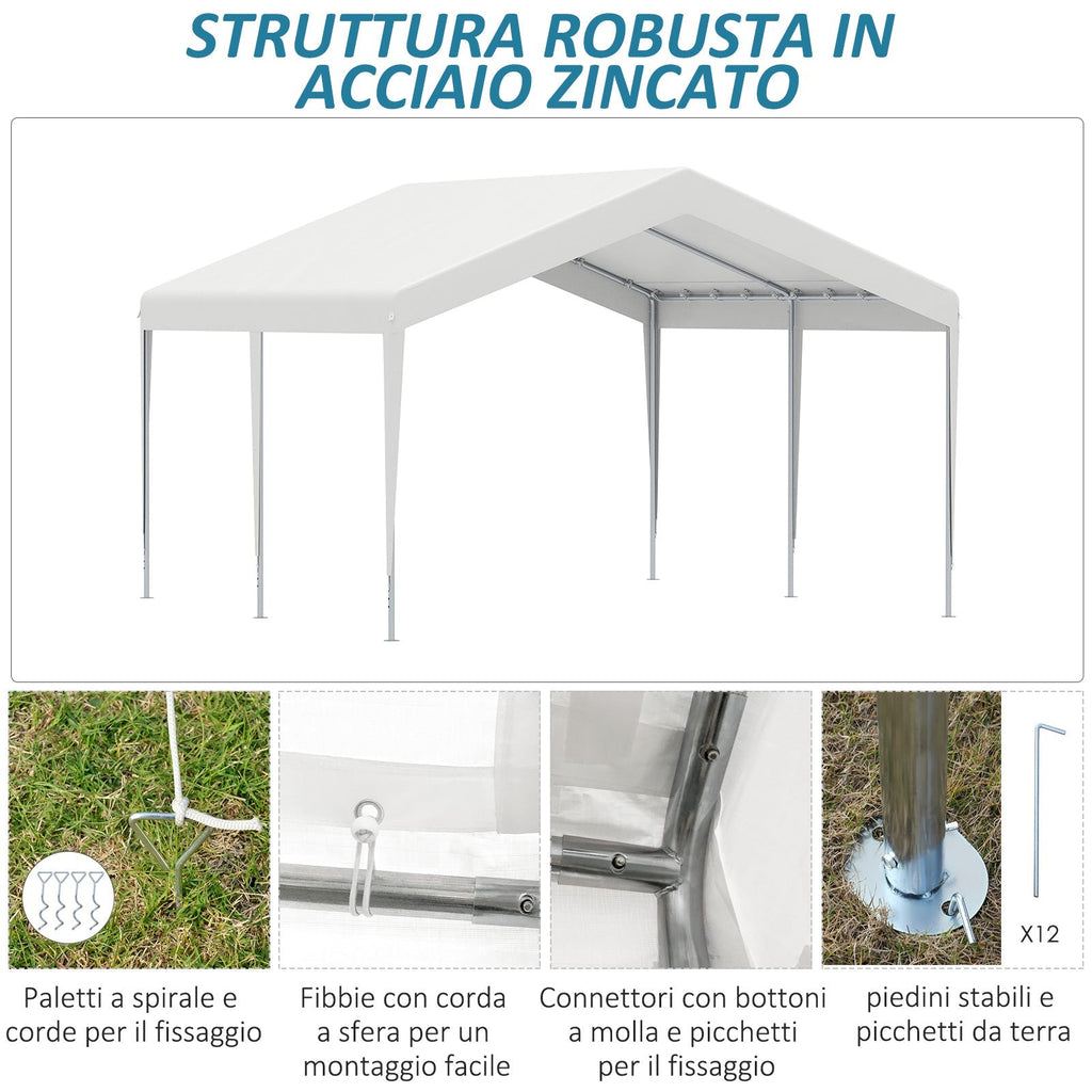 ARMENIA | Portable Garage 4x4m with UV, Rain and Wind Proof Canopy for Vehicles, Weddings and Parties - White - Borge' Group Limited