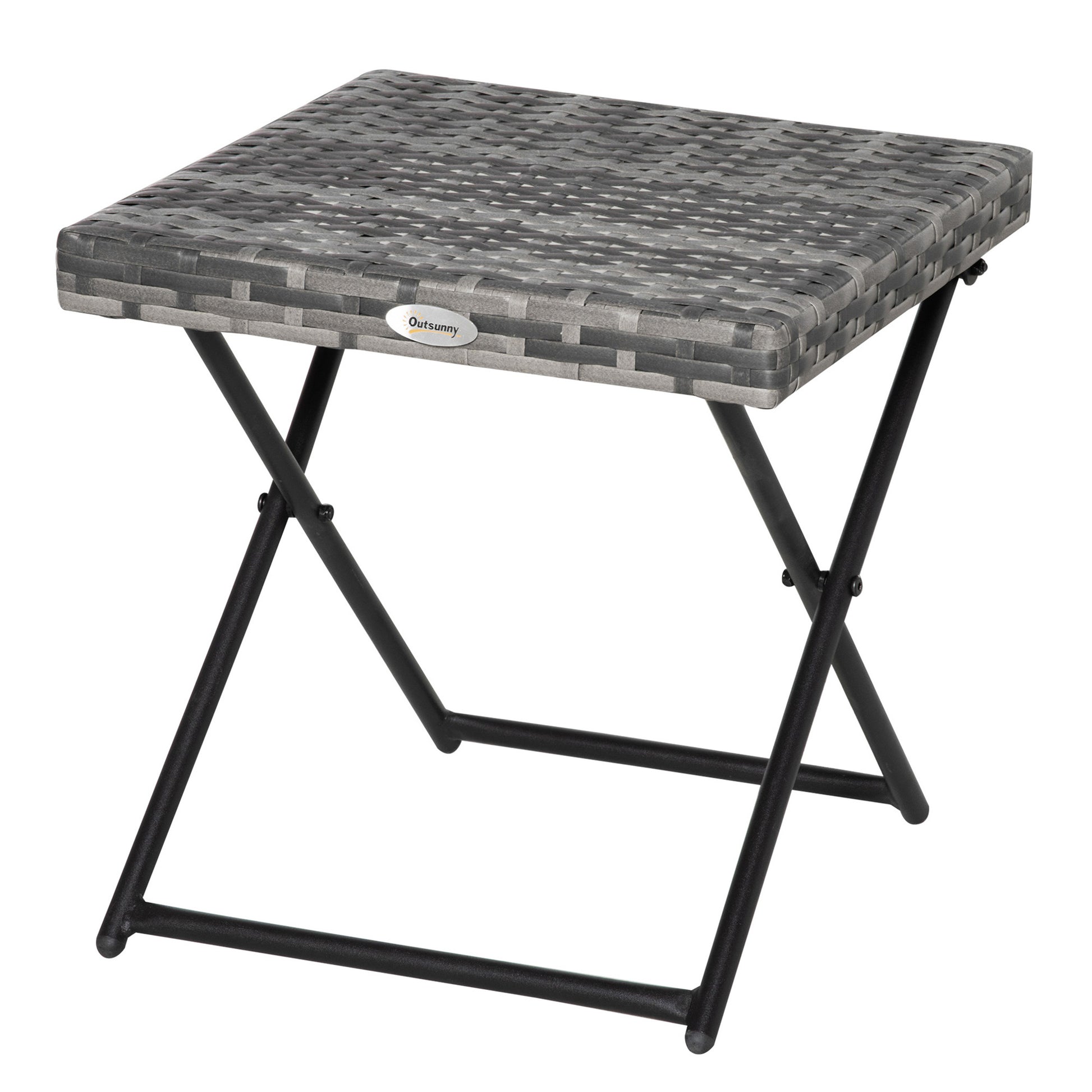 Outsunny Garden table folding saving sausage in Rattan Synthetic and steel, 40x40x40cm, gray - Borgè