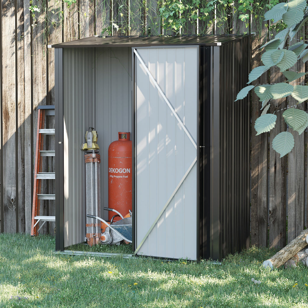 Garden Shed Tool Storage Shed in Steel Sheet with Lock, 161.5x94. 5x196cm, Black - Borge' Group Limited