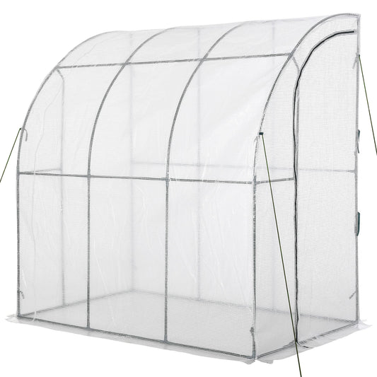 Outsunny Garden Greenhouse with Anti-UV PE Cover and Roller Door, 214x118x212 cm White
