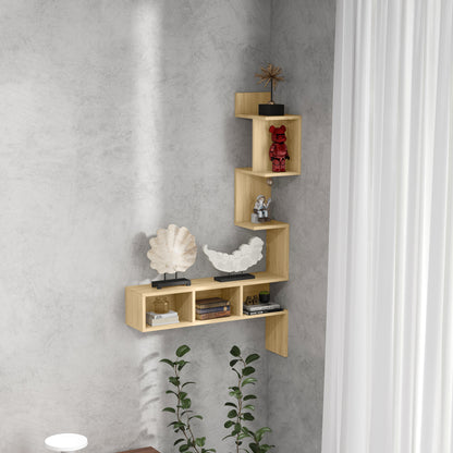 Homcom MDF storage shelf with open shelves for living room and bedroom, 80x20x128.5 cm, oak - Borgè