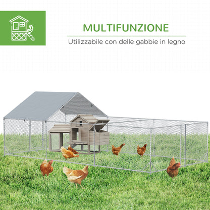 Pawhut Garden chicken coop for 15-18 galvanized with roof and lock, 600x300x195 cm