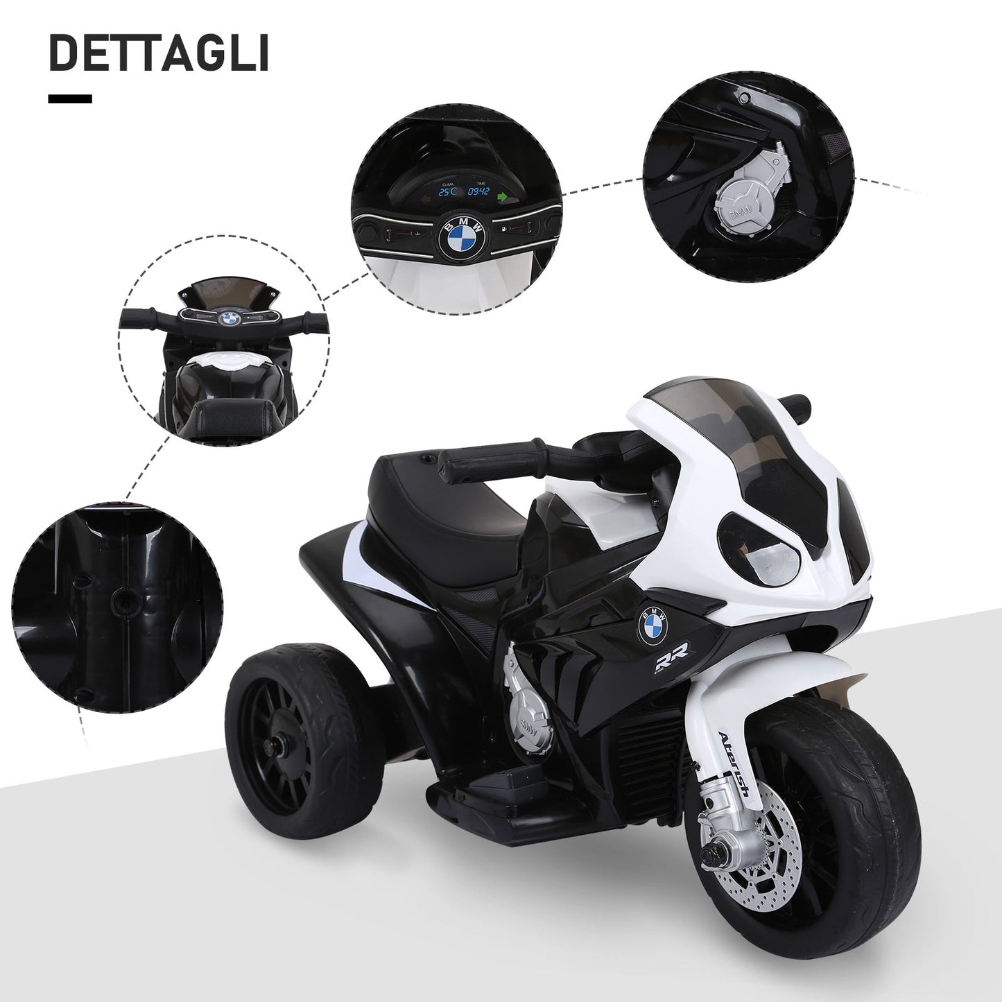 electric motorcycle for children Max. 20kg with BMW license, 6V black and white battery - Borgè