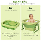 Folding bath tray for babies and children of 0-6 years, in non-slip plastic, green, 75.3x55.4x43cm - Borgè
