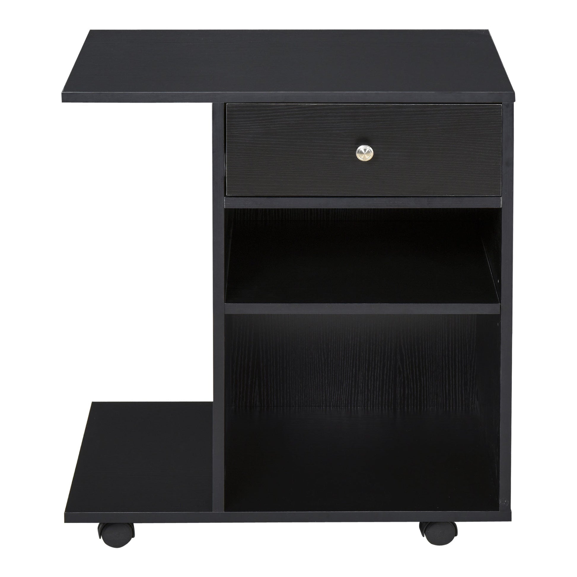 Black wooden wooden printer door with 1 drawer 2 shelves CPU shelf - Borgè