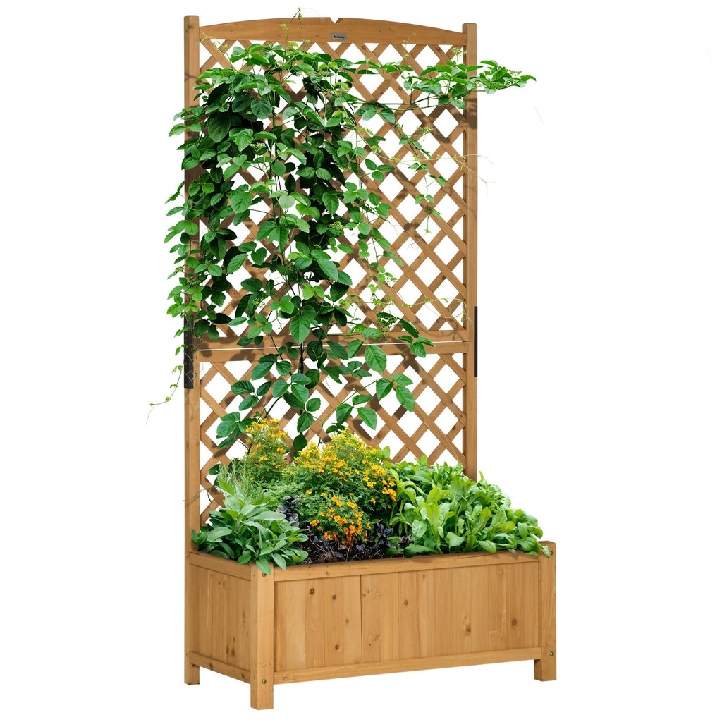 Outdoor Planter in Fir Wood with Raised Vertical Design, 90x45x180 cm, Yellow - Borge' Group Limited