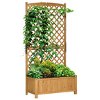 Outdoor Planter in Fir Wood with Raised Vertical Design, 90x45x180 cm, Yellow - Borge' Group Limited
