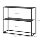 Homcom Mobile from Modern Entrance to 2 steel shelves, 90x30x75cm, Black - Borgè