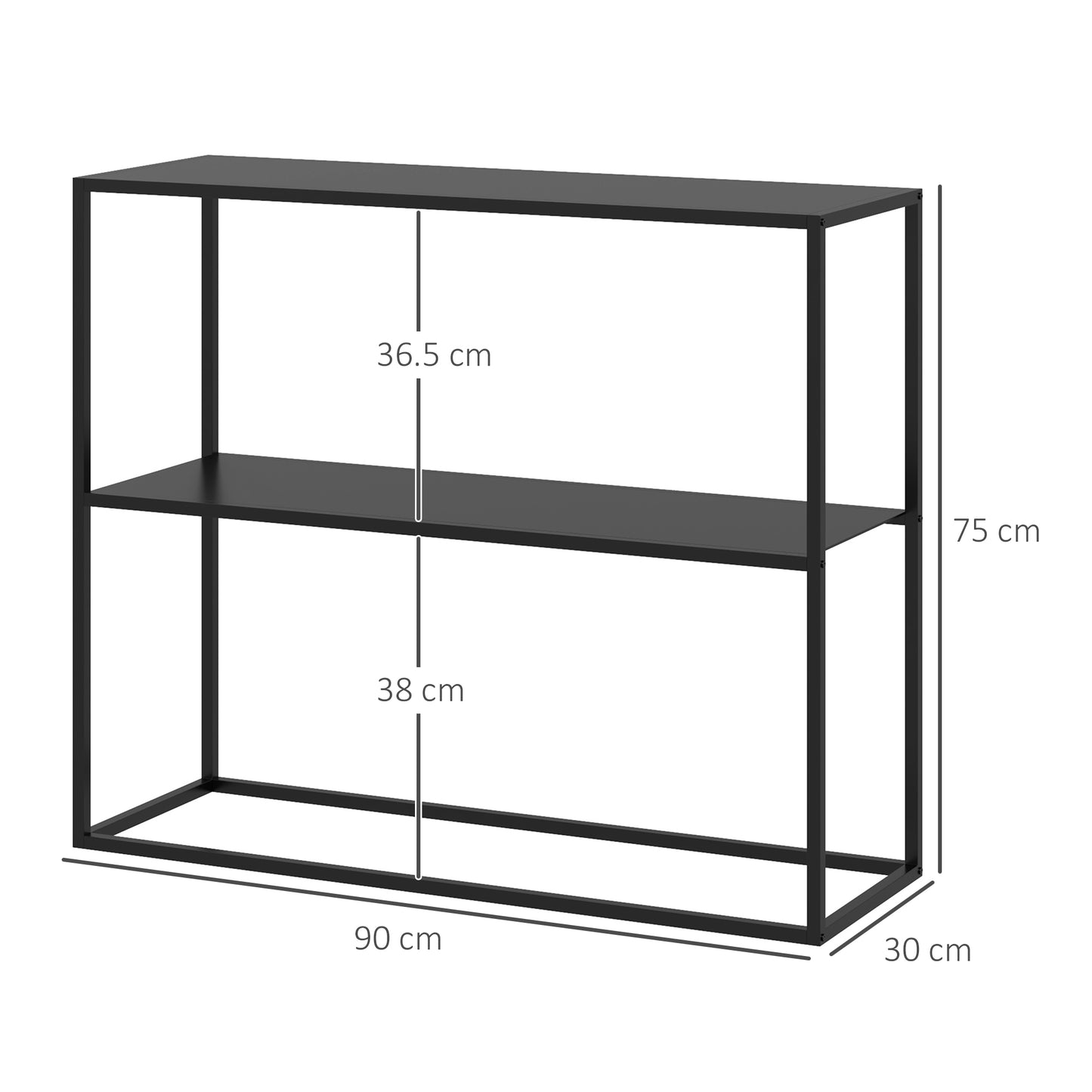 Homcom Mobile from Modern Entrance to 2 steel shelves, 90x30x75cm, Black - Borgè